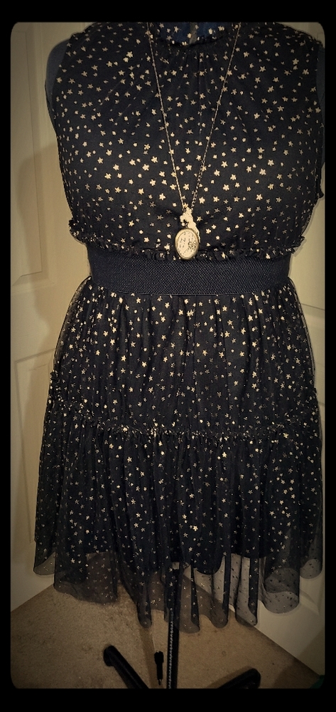 Black Starry Dress mock Turtleneck